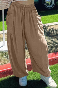 Full Size Pocketed Drawstring Wide Leg Pants - Pahabu - Women's Clothing & Shop