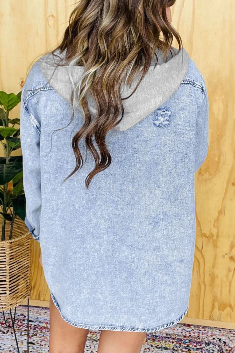 Distressed Button Up Long Sleeve Denim Jacket - Pahabu - Women's Clothing & Shop
