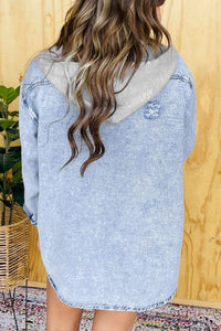 Distressed Button Up Long Sleeve Denim Jacket - Pahabu - Women's Clothing & Shop