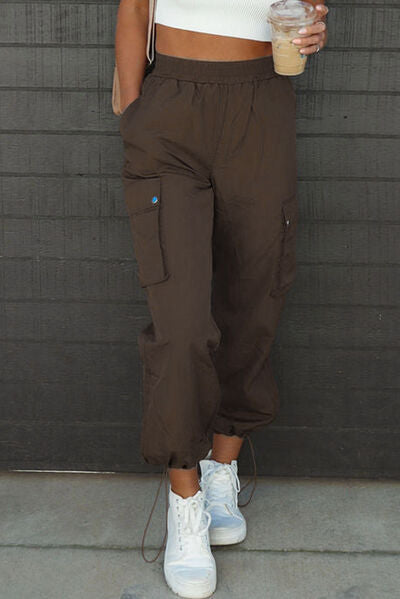 Drawstring Elastic Waist Pants with Pockets - Pahabu - Women's Clothing & Shop