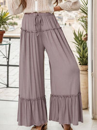 Wide Leg Ruffle Trim Pants - Pahabu - Women's Clothing & Shop