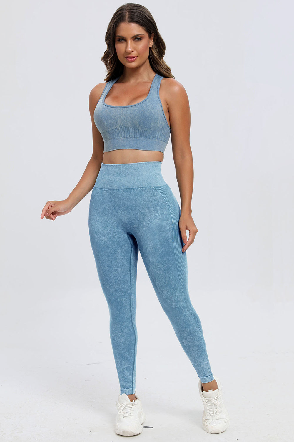 3 Piece Washed Square Neck Wide Strap Active Set - Pahabu - Women's Clothing & Shop