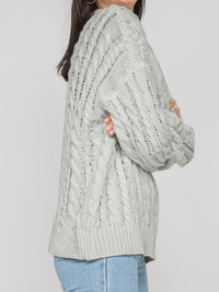 Openwork Round Sleeve Cable-Knit Sweater - Pahabu - Women's Clothing & Shop