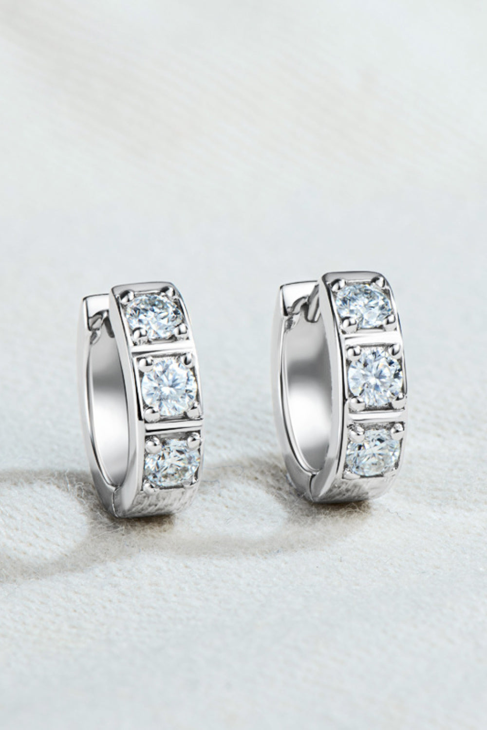 Inlaid Moissanite Huggie Earrings - Pahabu - Women's Clothing & Shop