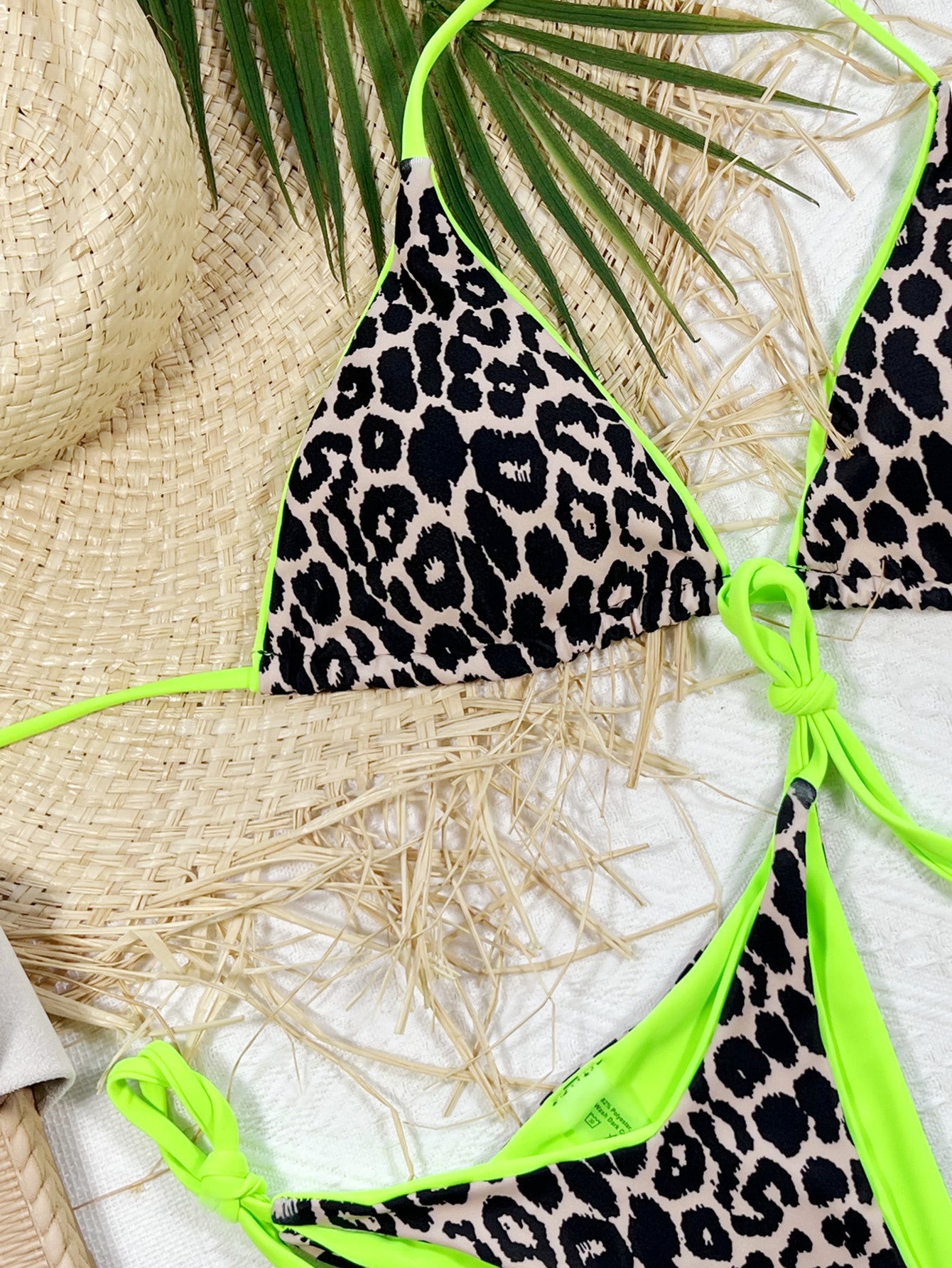 Leopard Print Halter Neck Tie Side Bikini Set - Pahabu - Women's Clothing & Shop