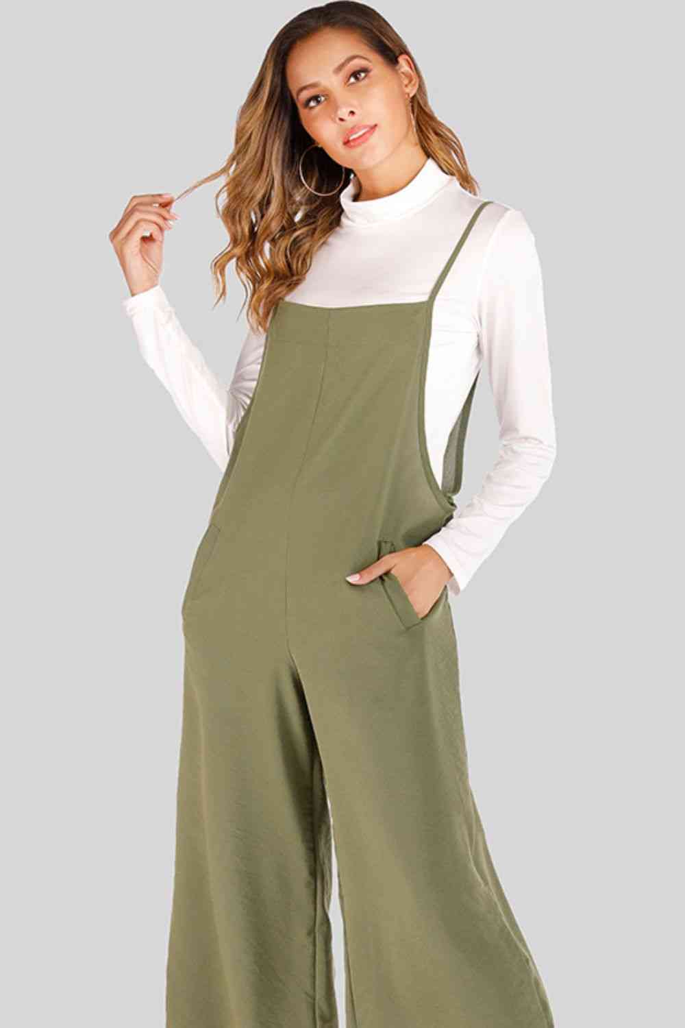 Full Size Cropped Wide Leg Overalls with Pockets - Pahabu - Women's Clothing & Shop