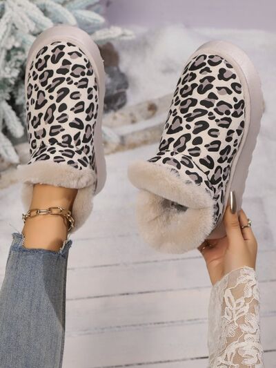 Thermal Leopard Round Toe Platform Boots - Pahabu - Women's Clothing & Shop