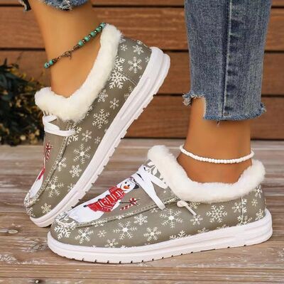Snowman Print Round Toe Slip-Ons - Pahabu - Women's Clothing & Shop