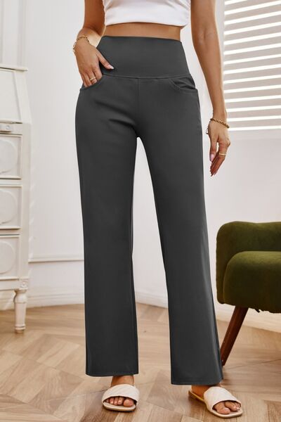 High Waist Wide Leg Pants with Pockets - Pahabu - Women's Clothing & Shop