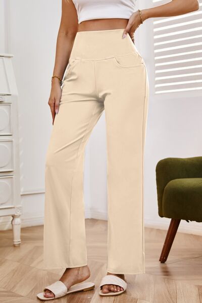 High Waist Wide Leg Pants with Pockets - Pahabu - Women's Clothing & Shop