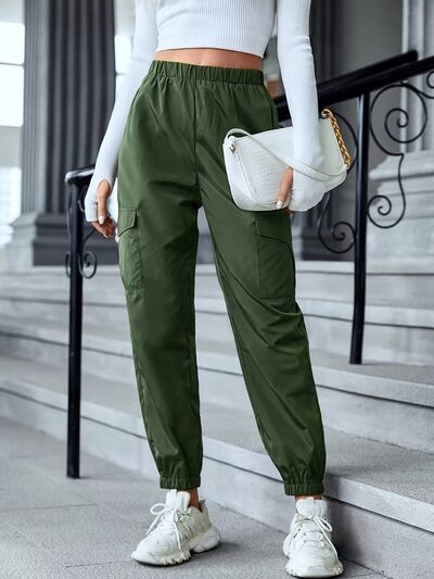 Full Size Elastic Waist Pants with Pockets - Pahabu - Women's Clothing & Shop