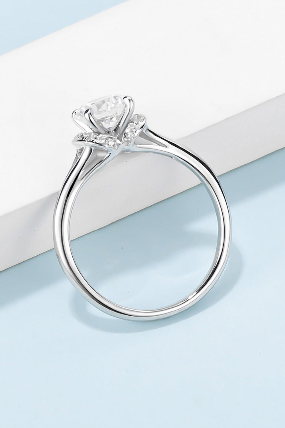 1 Carat Moissanite 925 Sterling Silver Split Shank Ring - Pahabu - Women's Clothing & Shop