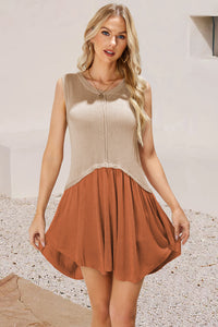 Ruched Round Neck Sleeveless Knit Dress - Pahabu - Women's Clothing & Shop