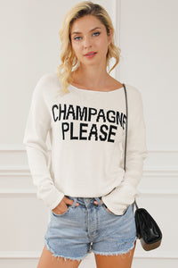 CHAMPAGNE PLEASE Long Sleeve Slit Sweater - Pahabu - Women's Clothing & Shop