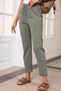 Drawstring Straight Pants with Pockets - Pahabu - Women's Clothing & Shop