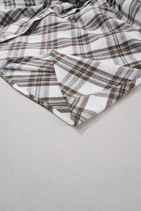 Full Size Plaid Collared Neck Balloon Sleeve Mini Shirt Dress - Pahabu - Women's Clothing & Shop
