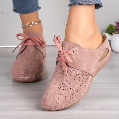 Lace-Up Round Toe Wedge Sandals - Pahabu - Women's Clothing & Shop