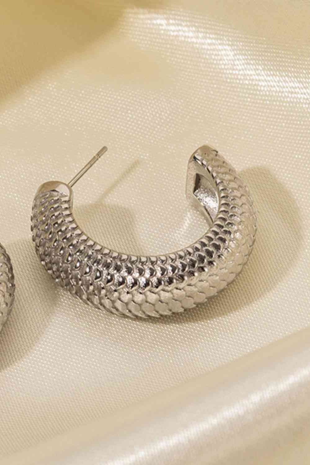 Stainless Steel Scale C-Hoop Earrings - Pahabu