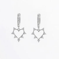 925 Sterling Silver Inlaid Zircon Heart Dangle Earrings - Pahabu