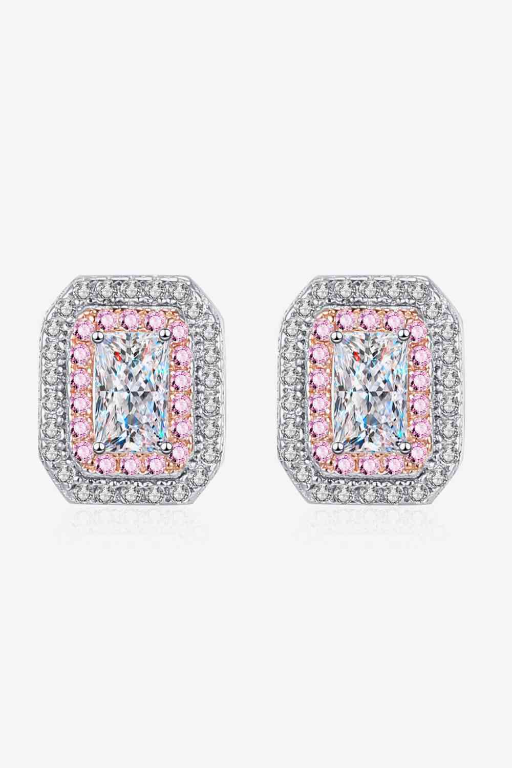 1 Carat Moissanite and Zircon Contrast Geometric Stud Earrings - Pahabu