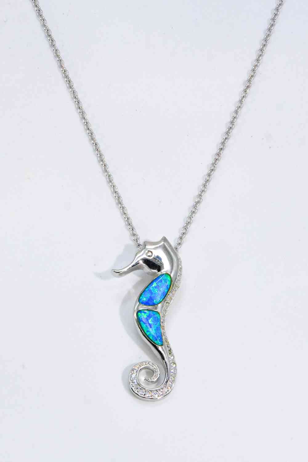 Opal Seahorse 925 Sterling Silver Necklace - Pahabu