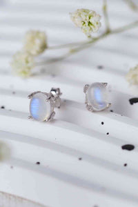 High Quality Natural Moonstone 925 Sterling Silver Stud Earrings - Pahabu