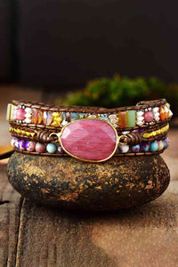 Handmade Crystal Beaded Natural Stone Bracelet - Pahabu