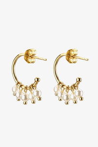 Pearl 925 Sterling Silver C-Hoop Earrings - Pahabu