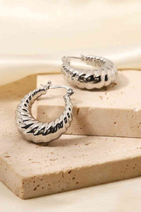 Textured Stainless Steel Hoop Earrings - Pahabu