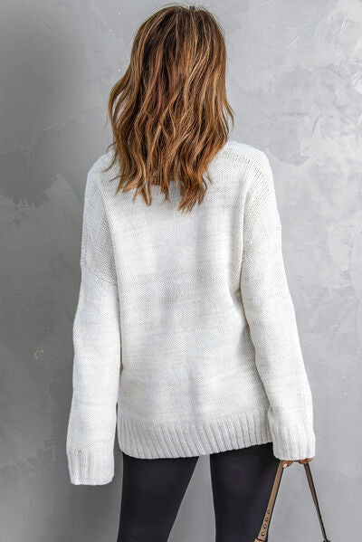 V-Neck Dropped Shoulder Sweater - Pahabu