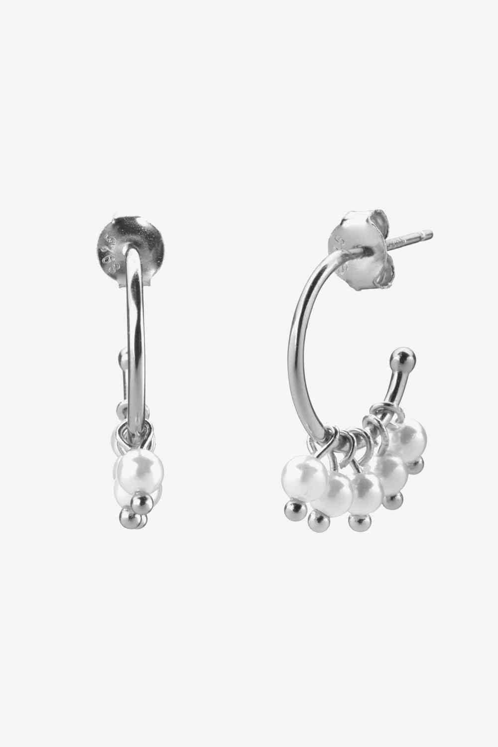 Pearl 925 Sterling Silver C-Hoop Earrings - Pahabu