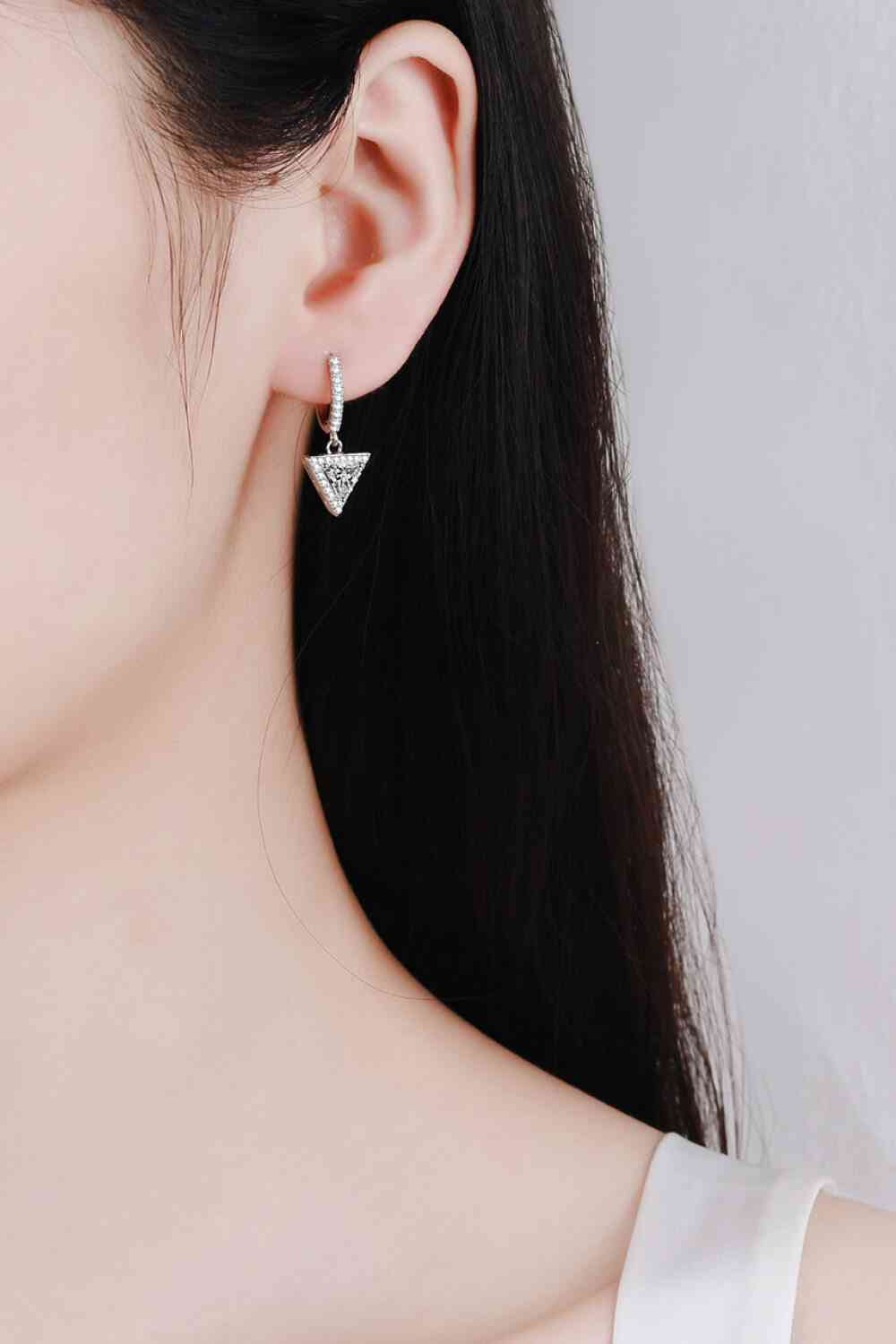 Moissanite Triangle Drop Earrings - Pahabu