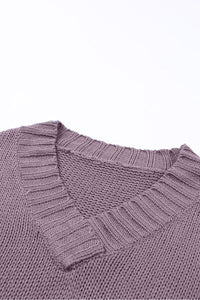 V-Neck Dropped Shoulder Sweater - Pahabu