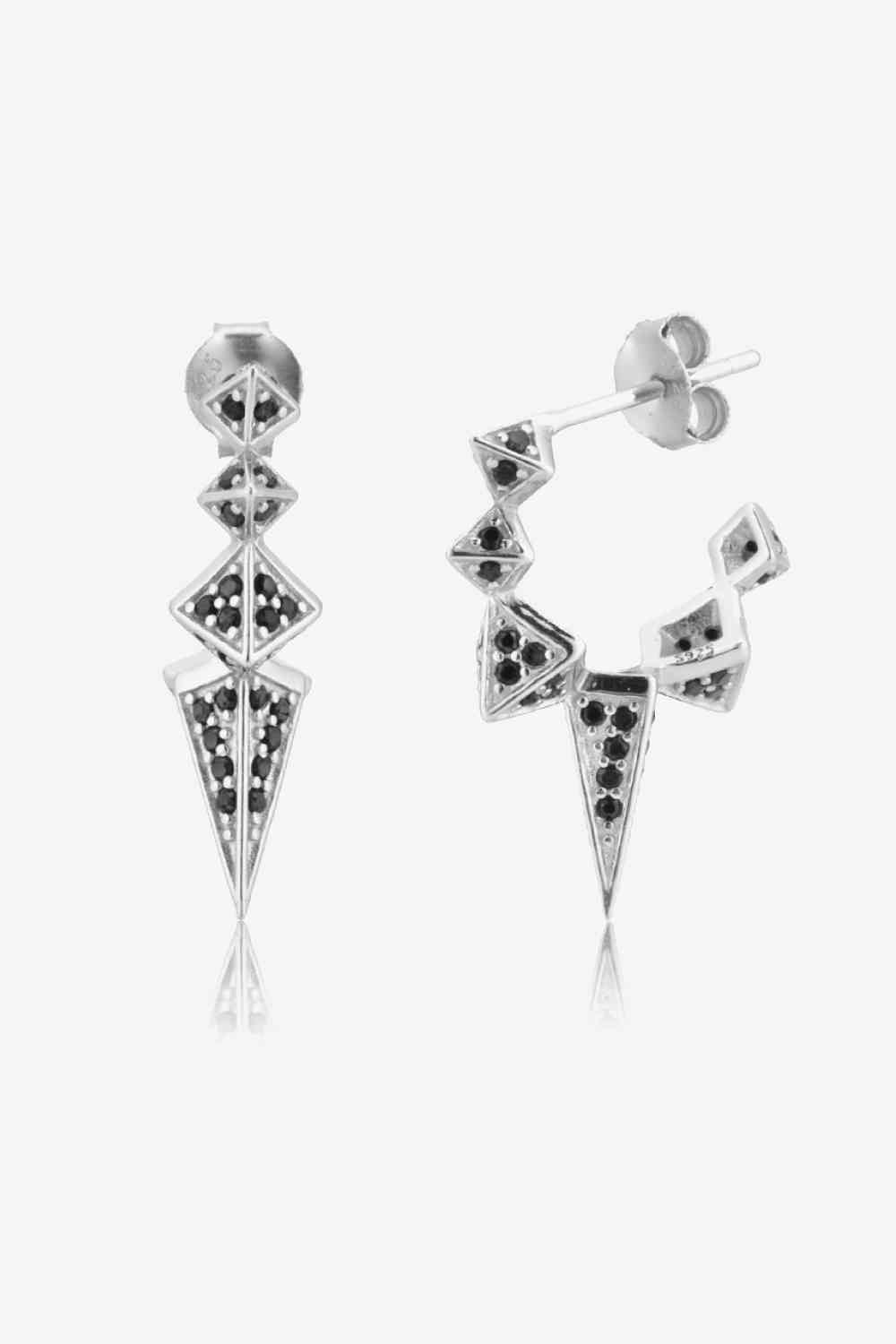 Geometric Zircon Decor 925 Sterling Silver Earrings - Pahabu