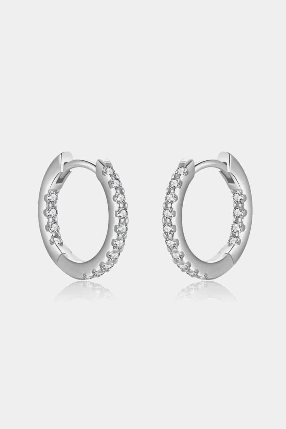 Inlaid Zircon 925 Sterling Silver Huggie Earrings - Pahabu