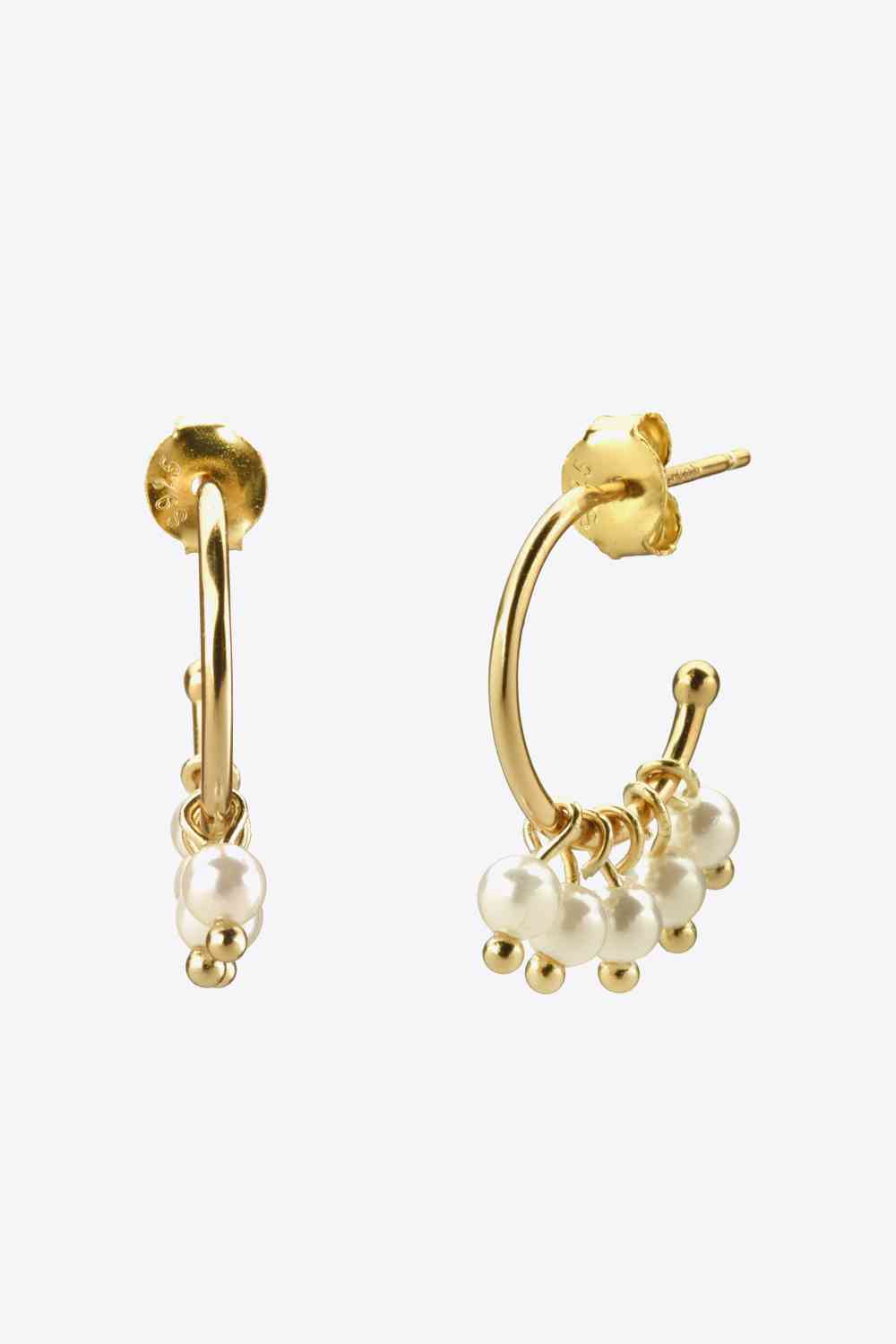 Pearl 925 Sterling Silver C-Hoop Earrings - Pahabu