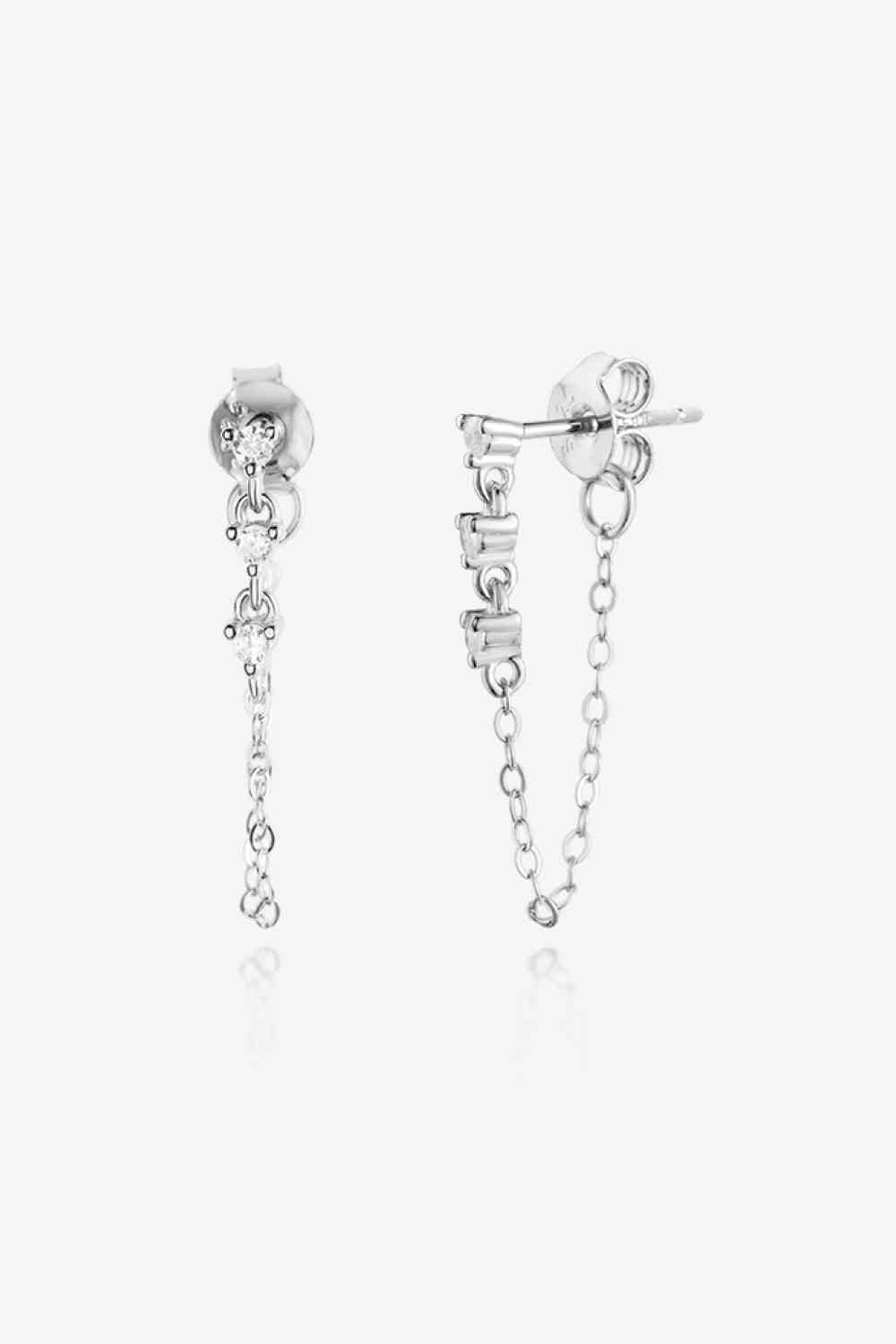 Zircon 925 Sterling Silver Chain Earrings - Pahabu