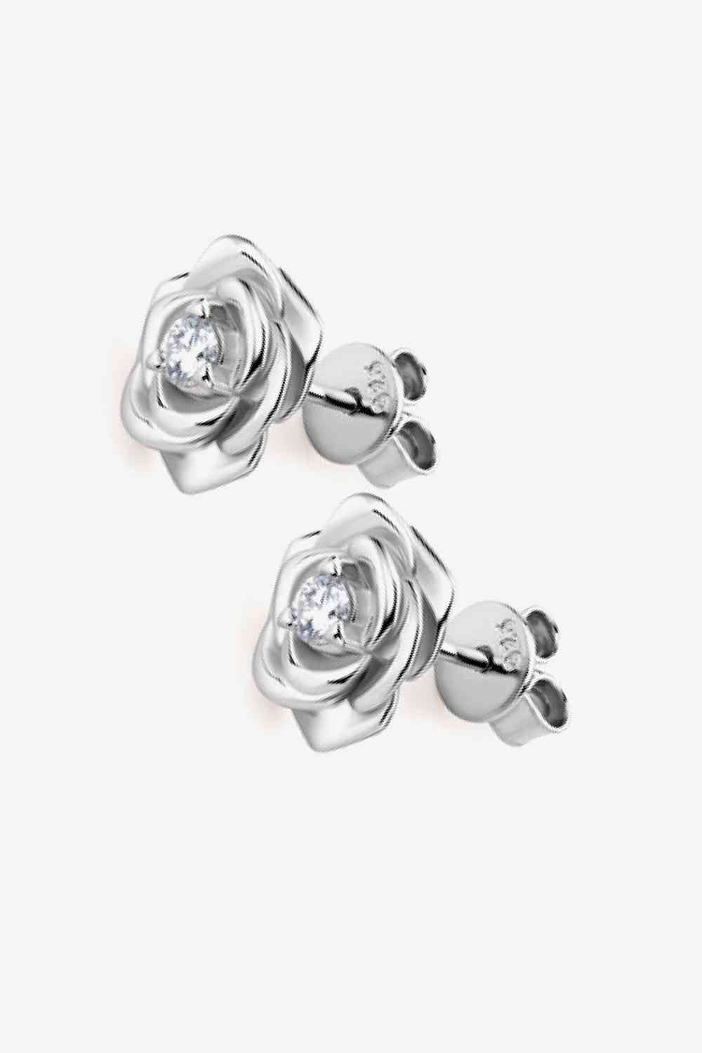 Adored Moissanite Flower 925 Sterling Silver Earrings - Pahabu