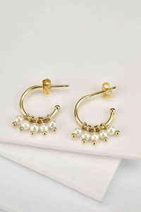 Pearl 925 Sterling Silver C-Hoop Earrings - Pahabu