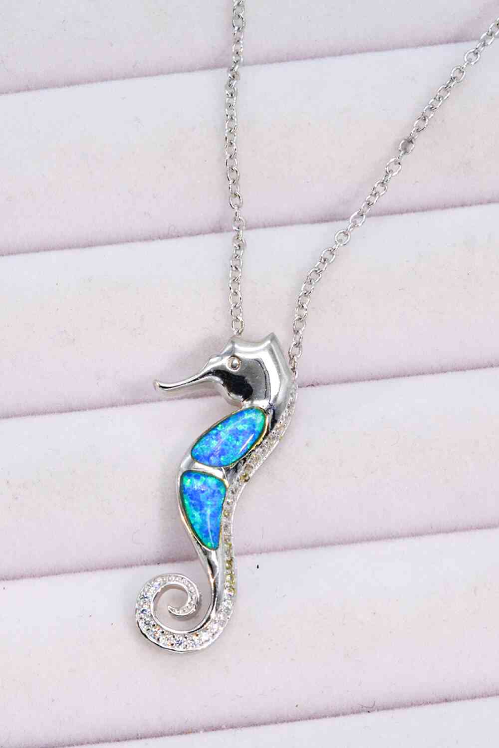 Opal Seahorse 925 Sterling Silver Necklace - Pahabu