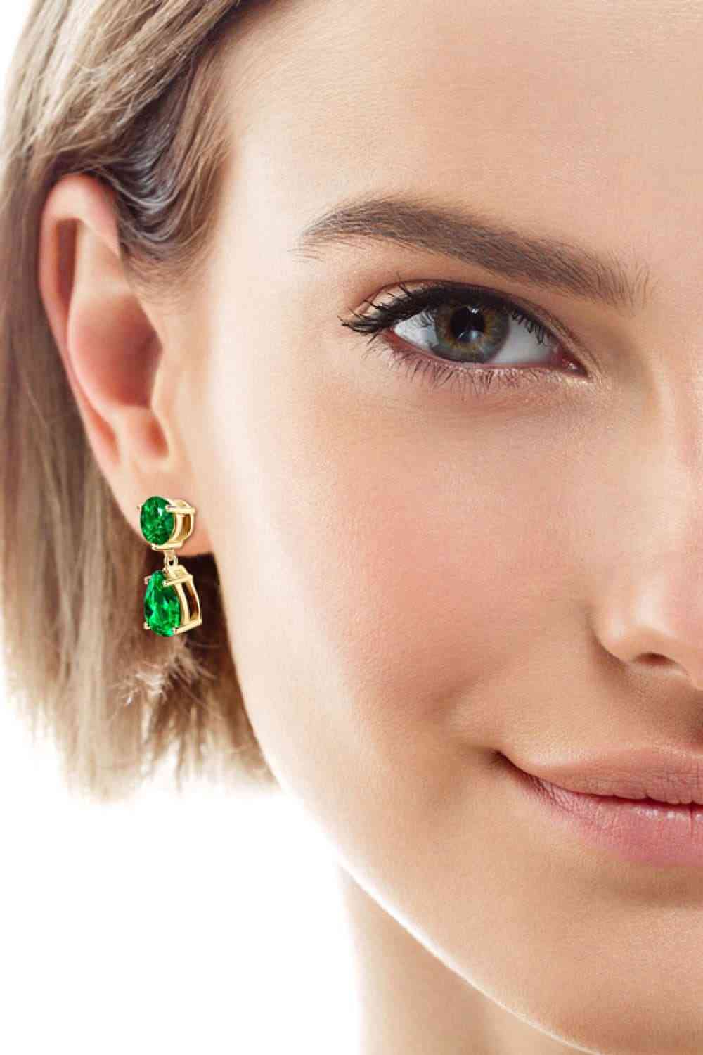 Lab-Grown Emerald Drop Earrings - Pahabu