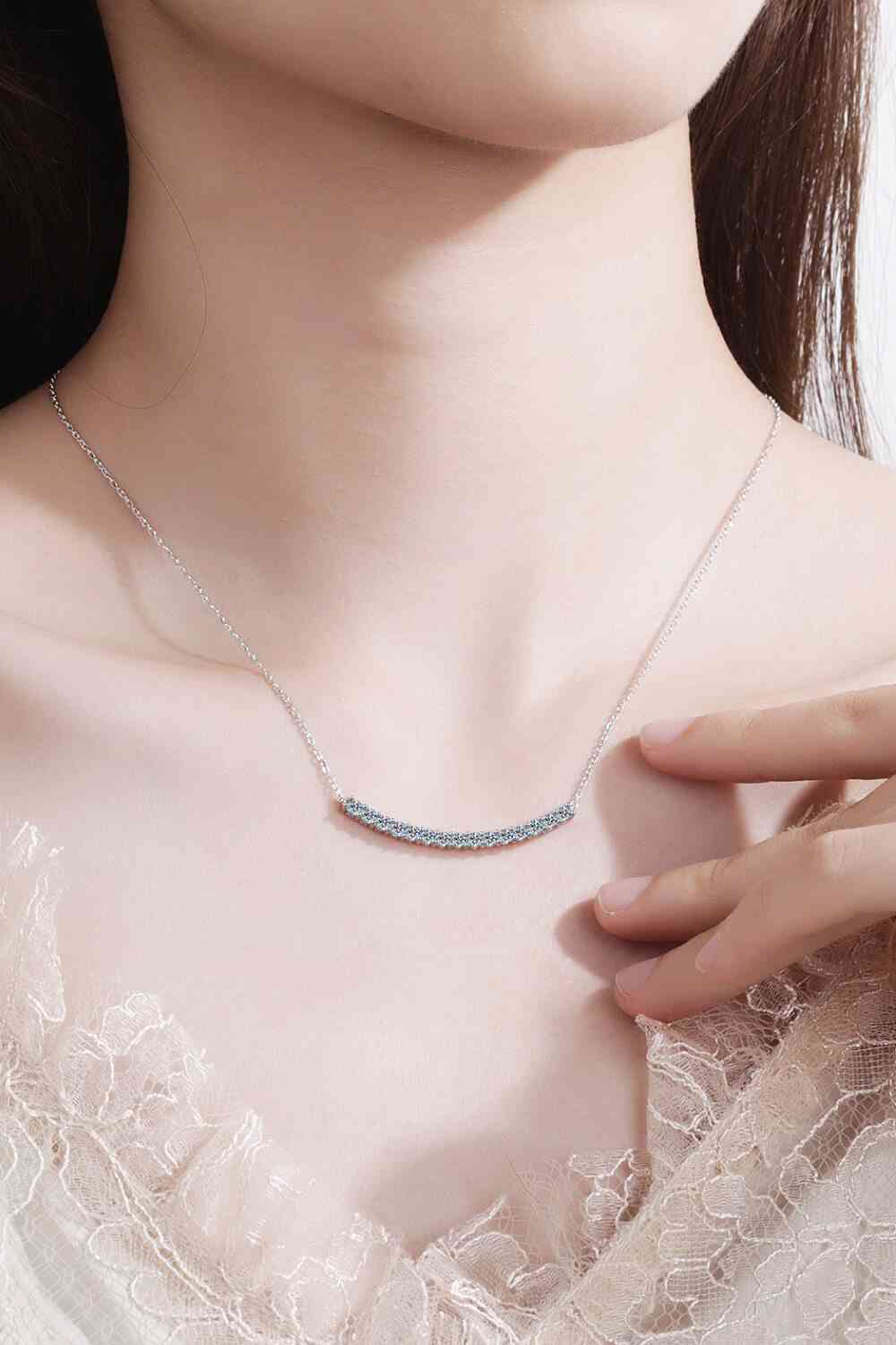 Sterling Silver Curved Bar Necklace - Pahabu