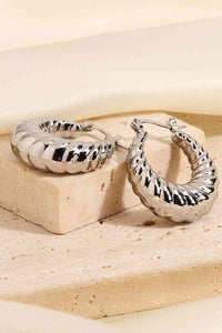 Textured Stainless Steel Hoop Earrings - Pahabu