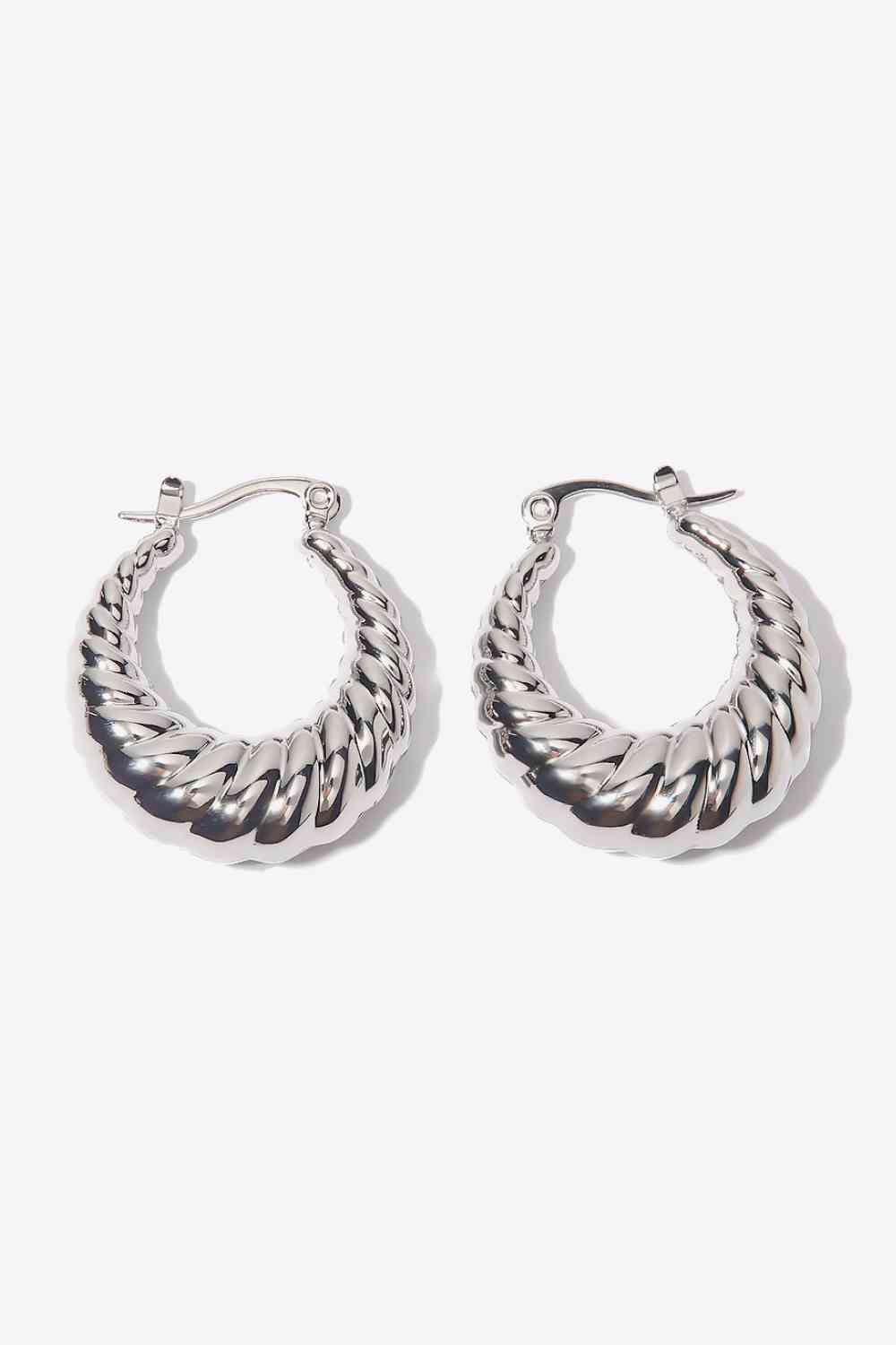 Textured Stainless Steel Hoop Earrings - Pahabu