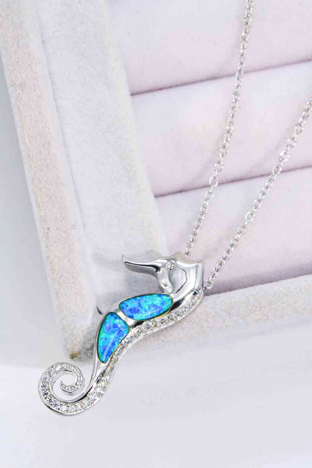 Opal Seahorse 925 Sterling Silver Necklace - Pahabu