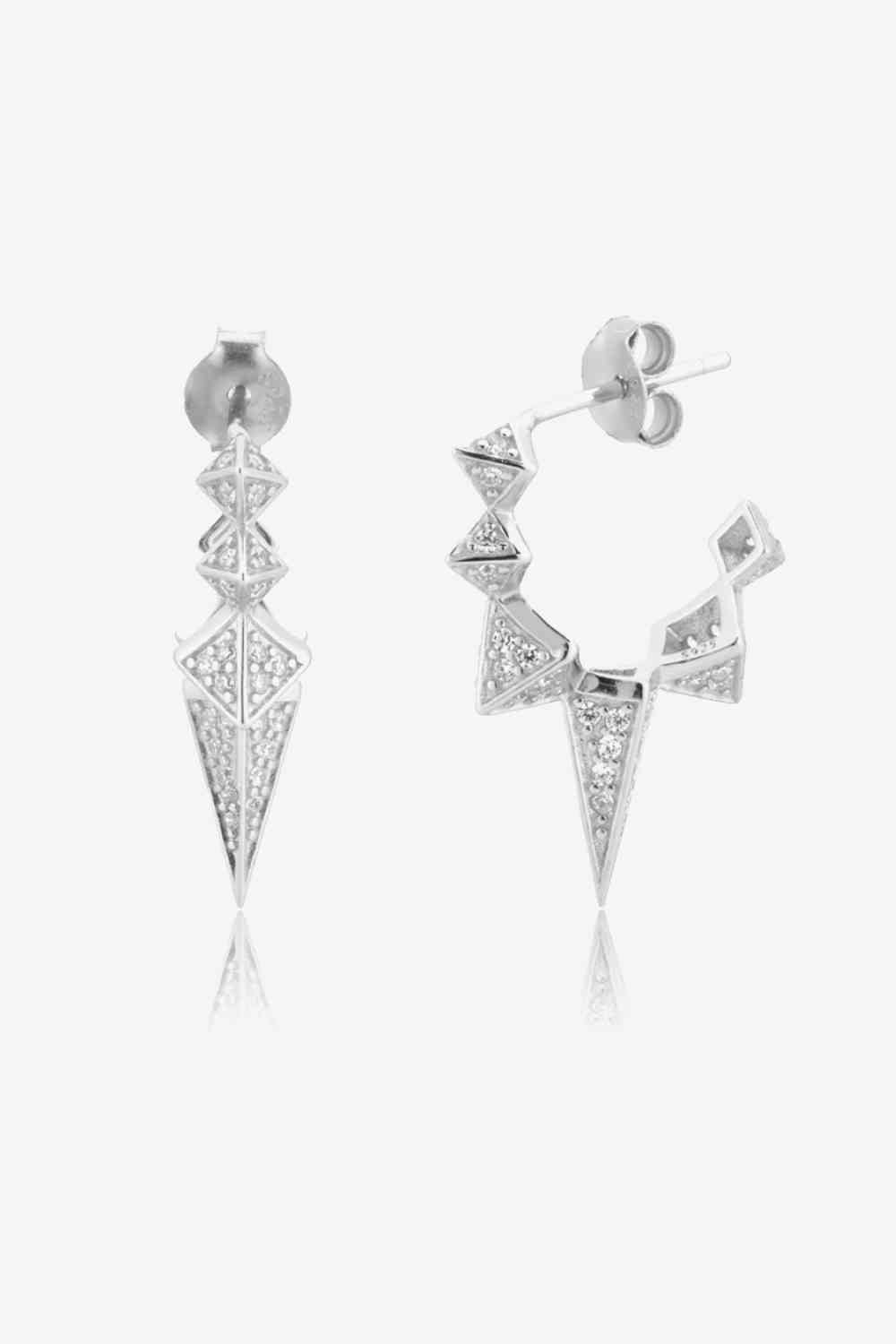 Geometric Zircon Decor 925 Sterling Silver Earrings - Pahabu