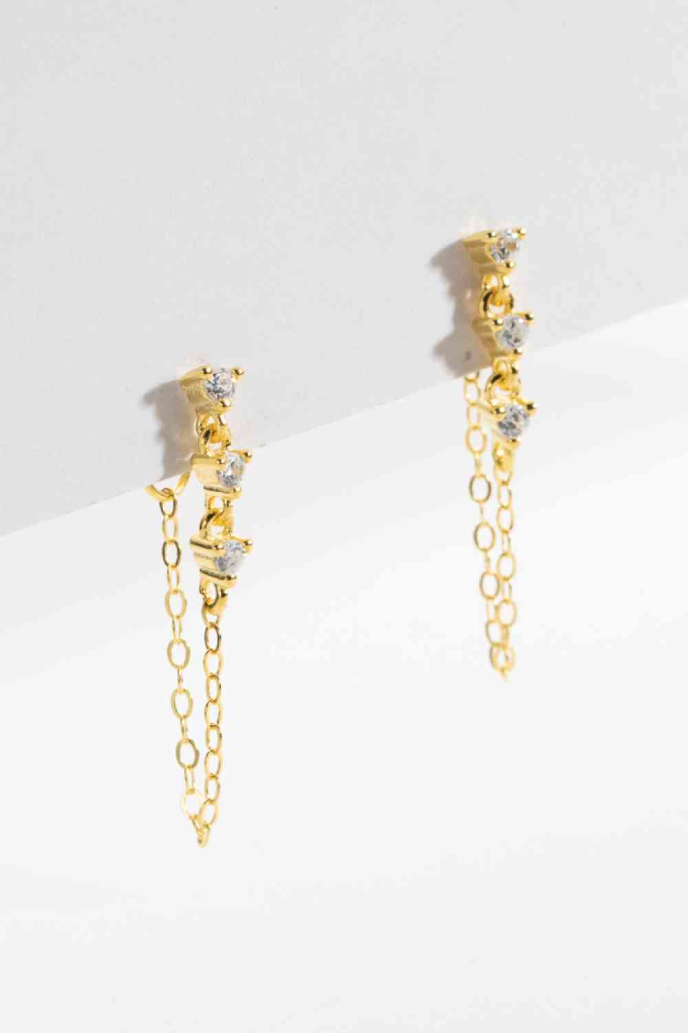 Zircon 925 Sterling Silver Chain Earrings - Pahabu