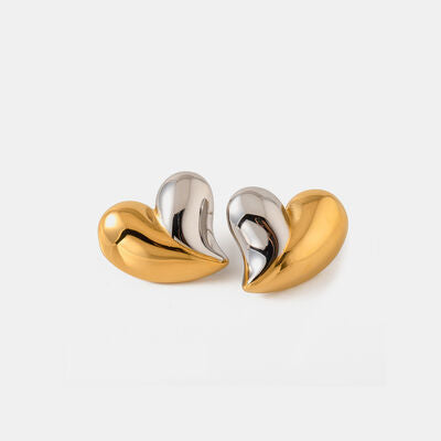 Heart Shape Stainless Steel Stud Earrings - Pahabu