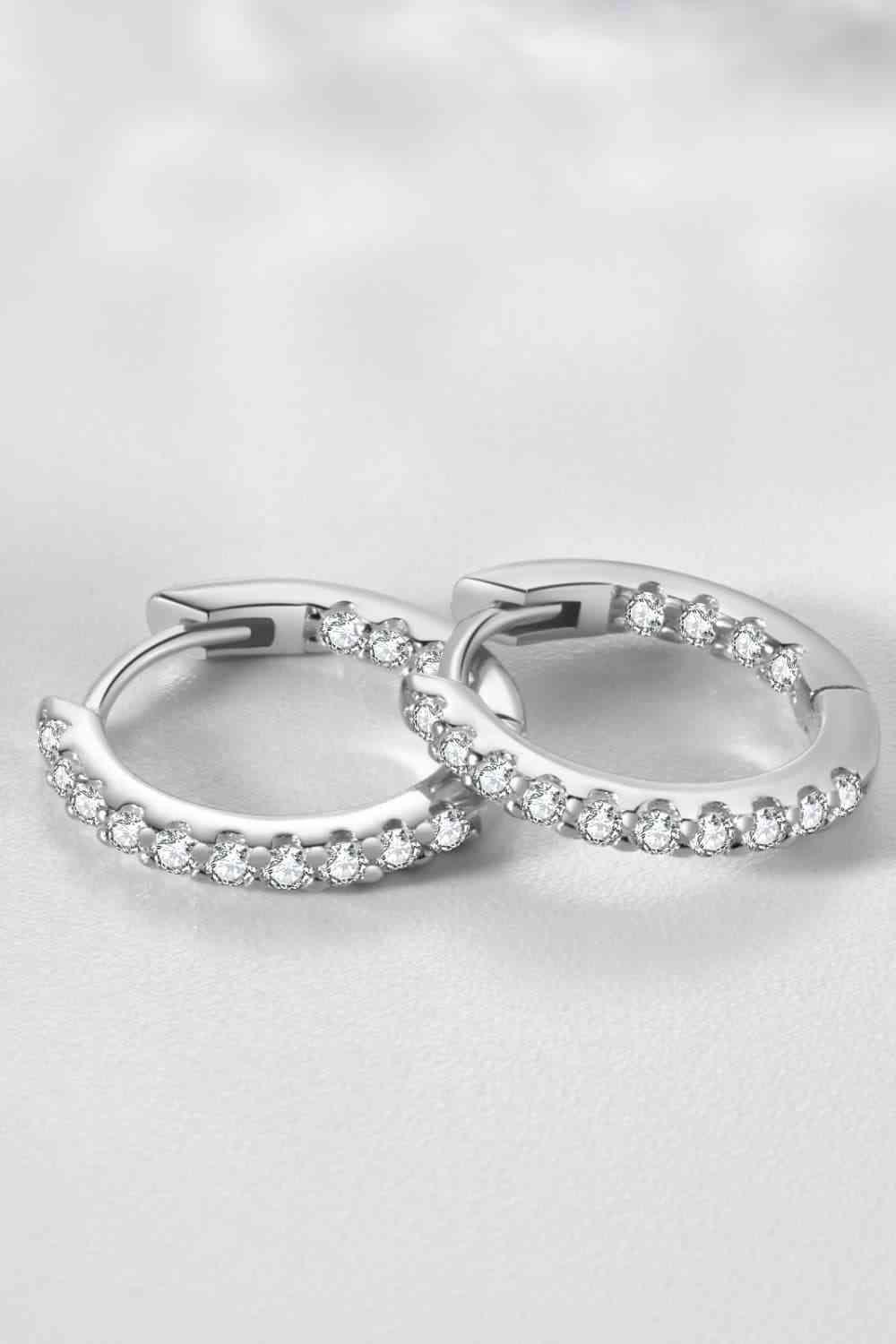 Inlaid Zircon 925 Sterling Silver Huggie Earrings - Pahabu
