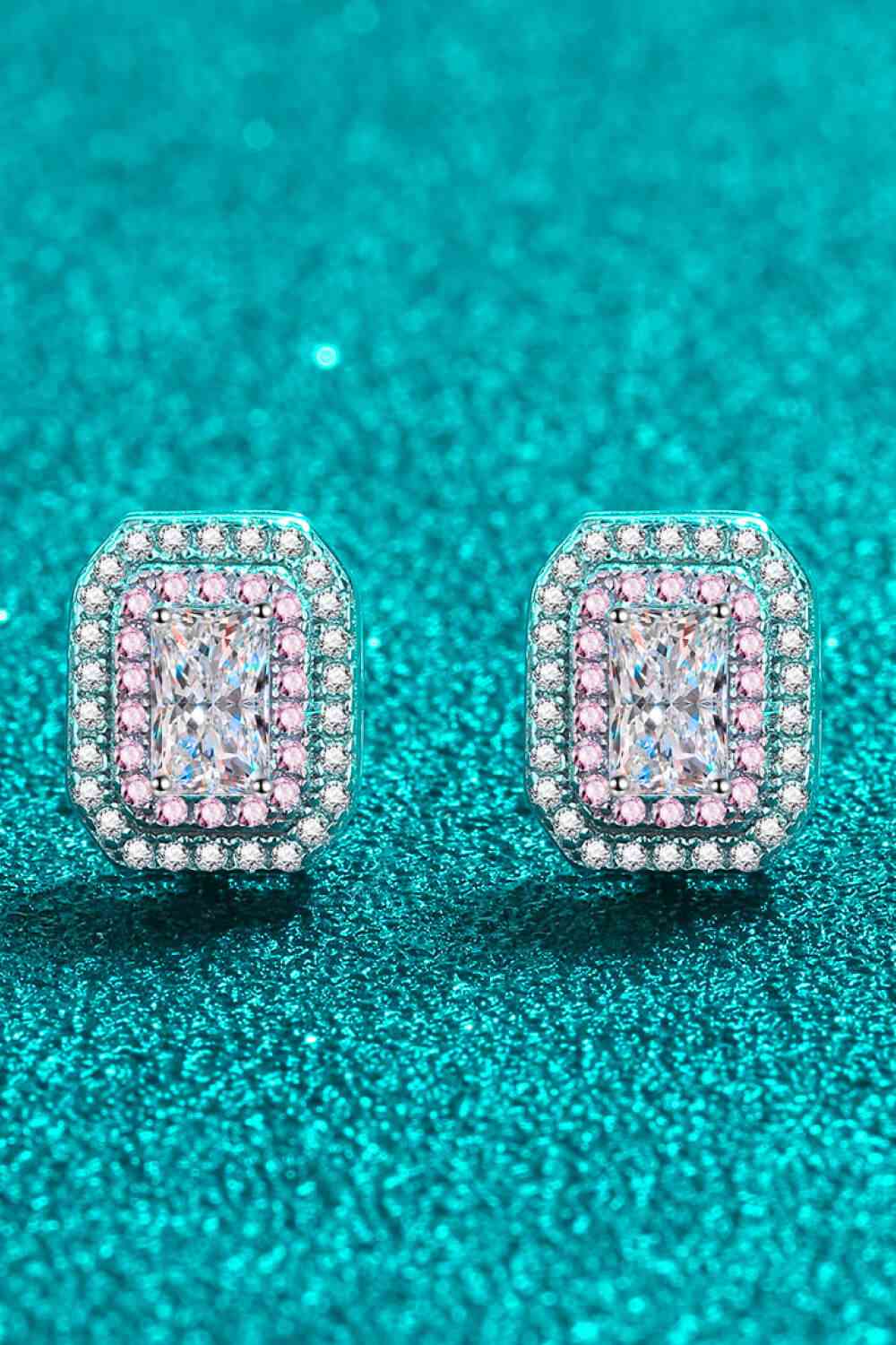 1 Carat Moissanite and Zircon Contrast Geometric Stud Earrings - Pahabu